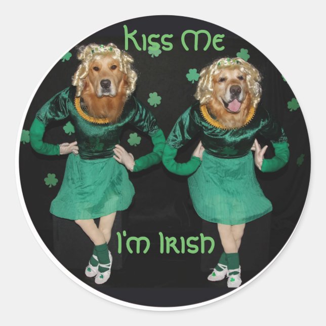 Sticker Rond Golden Retriever Irish Stepdancers (Devant)