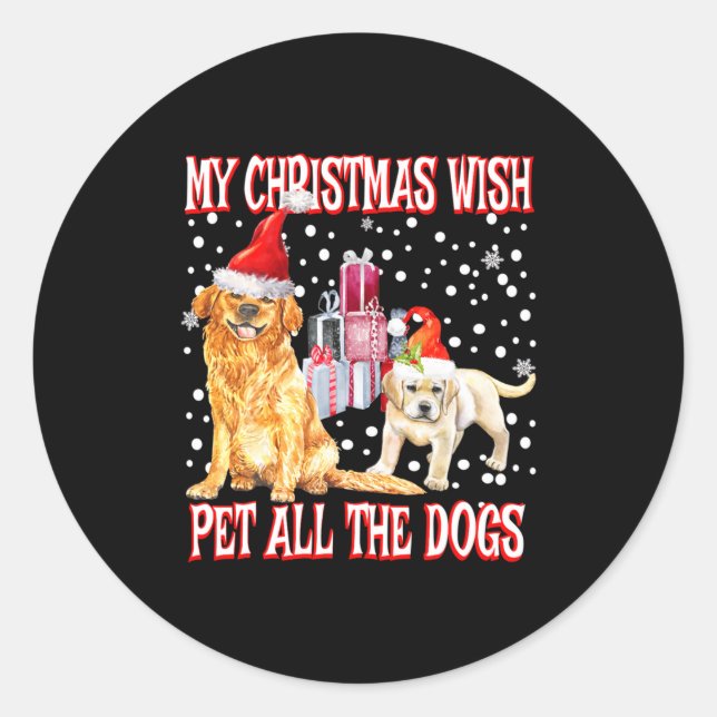 Sticker Rond Golden Retriever My Christmas Wish Pet All The D  (Devant)