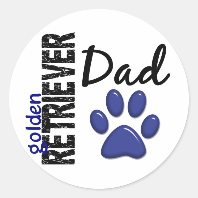 Sticker Rond Golden Retriever Papa 2 (Devant)