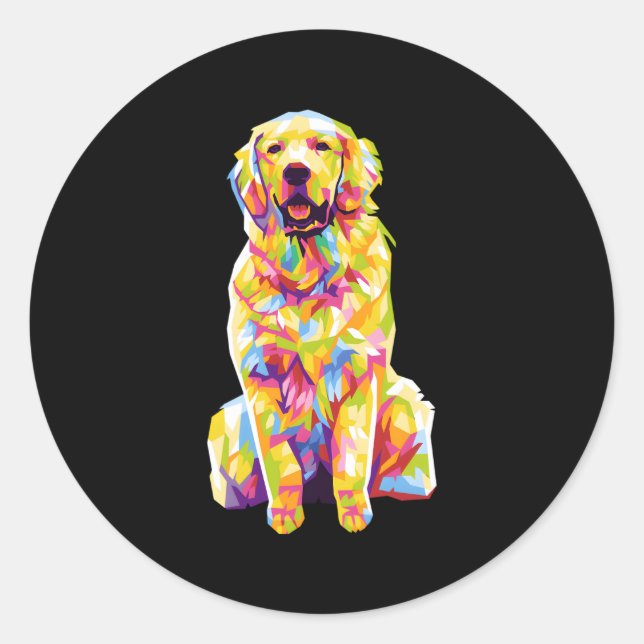 Sticker Rond Golden Retriever Pour Golden Retriever (Devant)