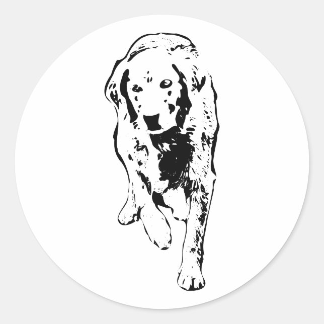 Sticker Rond Golden Retriever Stried Automne (Devant)