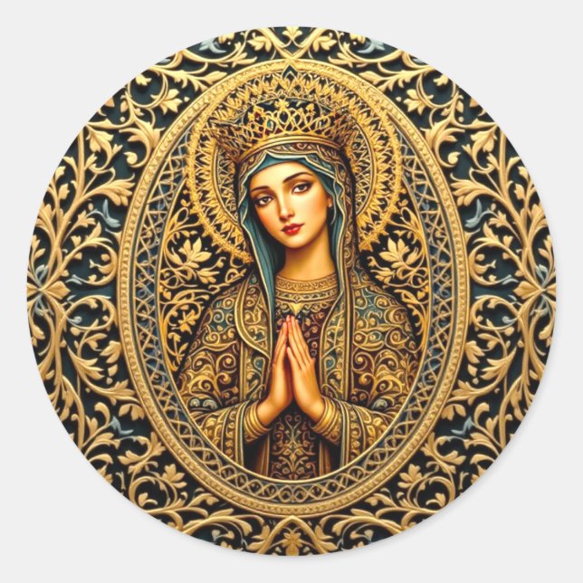 Sticker Rond Golden Revergence Vierge Marie (Devant)