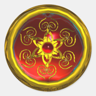 STICKER ROND GOLDEN ROSE RUBY