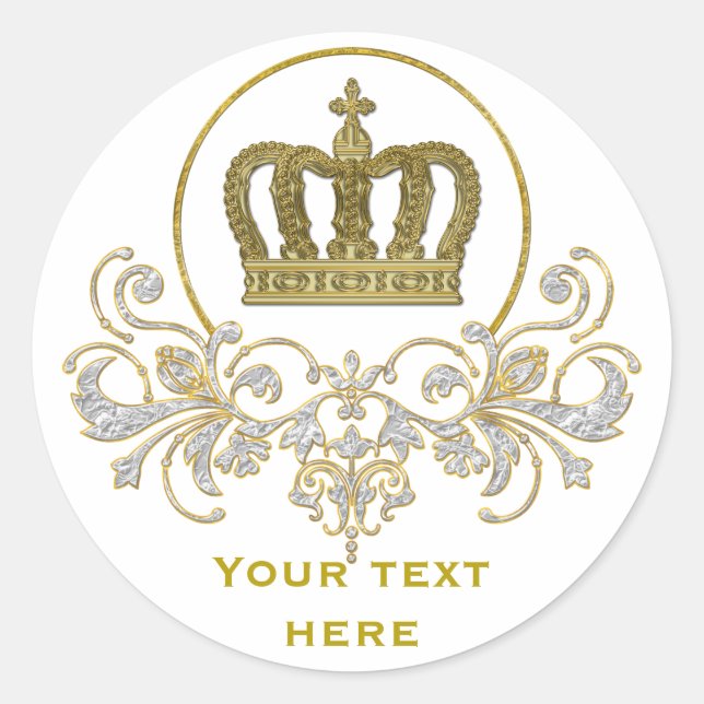 Sticker Rond Golden Royal Crown II + votre backgr. & idées (Devant)