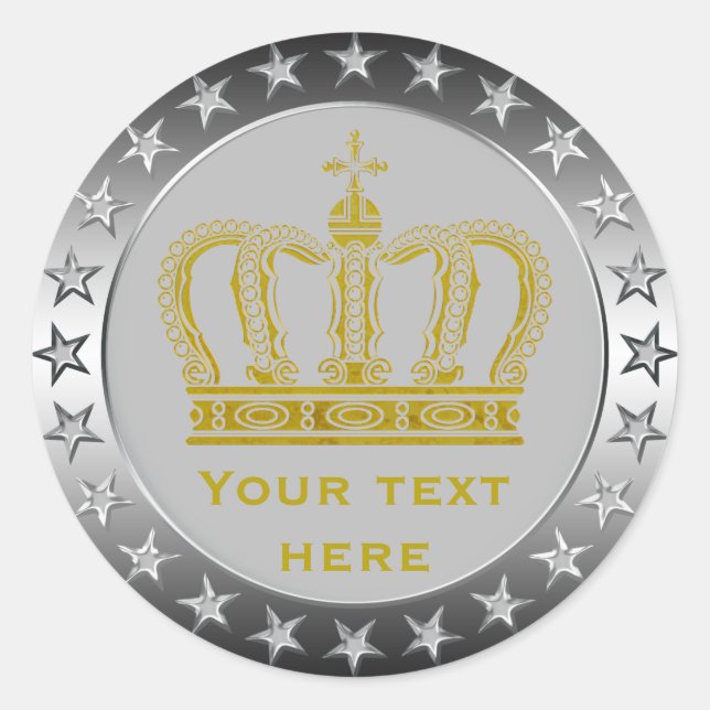Sticker Rond Golden Royal Crown + votre backgr. & idées (Devant)