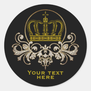 Sticker Rond Golden Royal Crown + votre backgr. & idées