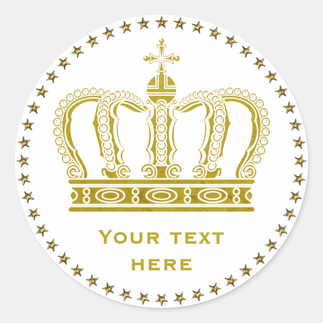 Sticker Rond Golden Royal Crown + votre backgr. & idées (Devant)