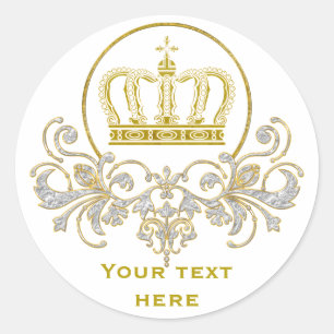 Sticker Rond Golden Royal Crown + votre backgr. & idées