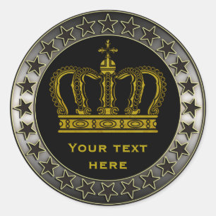 Sticker Rond Golden Royal Crown + votre backgr. & idées
