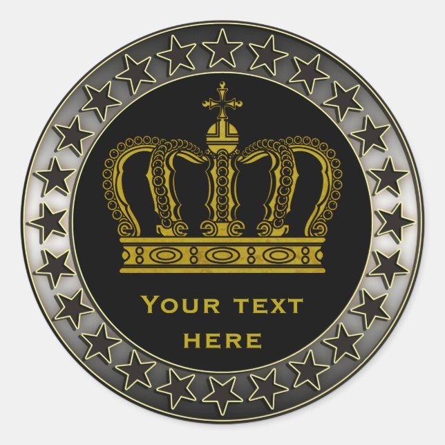 Sticker Rond Golden Royal Crown + votre backgr. & idées (Devant)