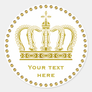Sticker Rond Golden Royal Crown + votre backgr. & idées