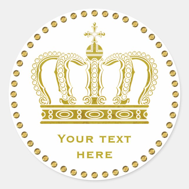 Sticker Rond Golden Royal Crown + votre backgr. & idées (Devant)