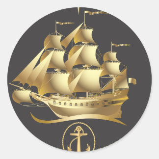 Sticker Rond Golden-Sailboat.ai