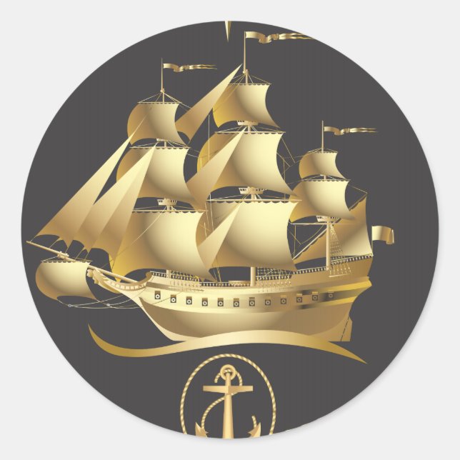 Sticker Rond Golden-Sailboat.ai (Devant)