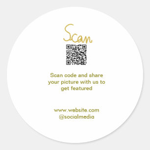 Sticker Rond Golden Scan QR code parties scintillant simple élé