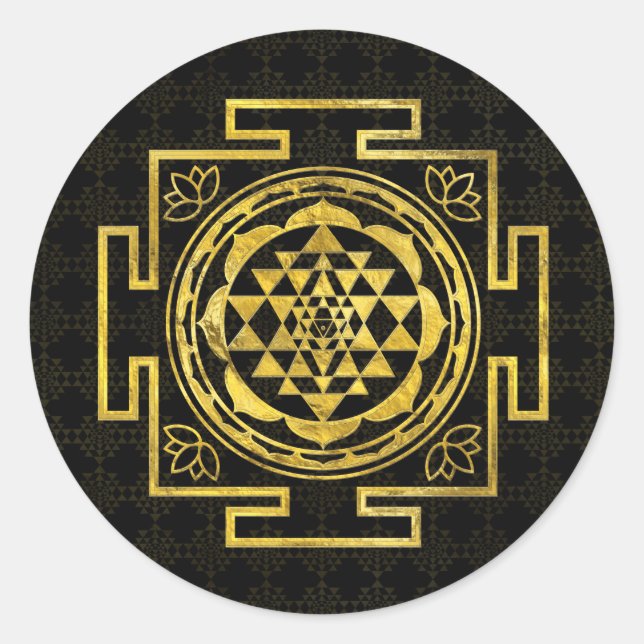 Sticker Rond Golden Sri Yantra / Sri Chakra (Devant)