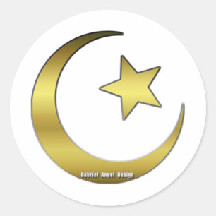 Sticker Rond Golden Star et Crescent