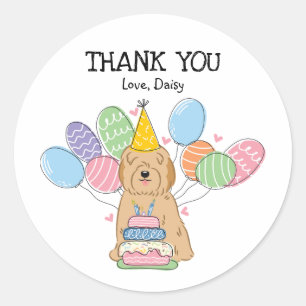 Sticker Rond Golden Tibetan Terrier Anniversaire Favoriser Tags