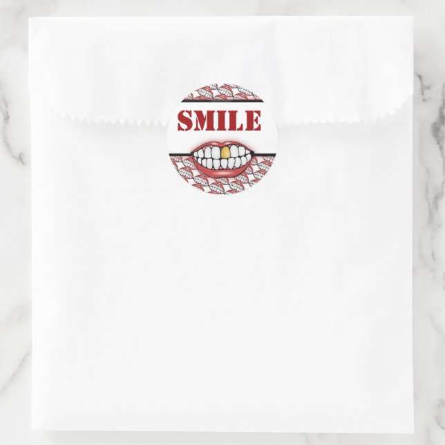 Sticker Rond Golden Tooth Smile (Sac)