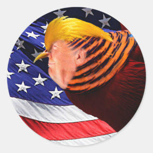 Sticker rond Golden Trump Bird USA Flag