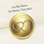 Sticker Rond Golden Two Hearts Intertwined Wedding<br><div class="desc">Golden Two Hearts Intertwined  Wedding Designed by Carrie Fink.  Printed and shipped by Zazzle or their partners.</div>