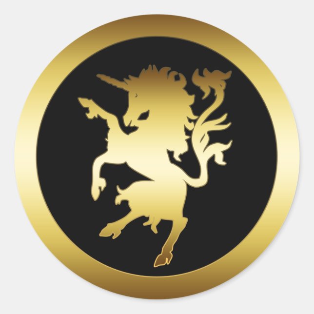 STICKER ROND GOLDEN UNICORN (Devant)