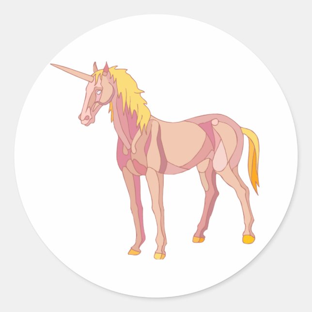 Sticker Rond Golden Unicorn Mythique Figure Fairy Tale Creator (Devant)