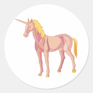 Sticker Rond Golden Unicorn Mythique Figure Fairy Tale Creator