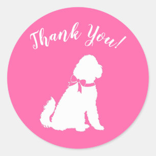 Sticker Rond Goldendoodle chien Baby shower fille rose