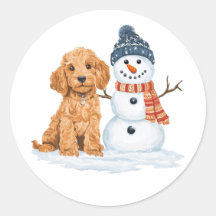 Goldendoodle d'hiver Chien Bonhomme de neige migno