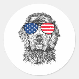 Sticker Rond Goldendoodle doodle chien patriotique États-Unis 4