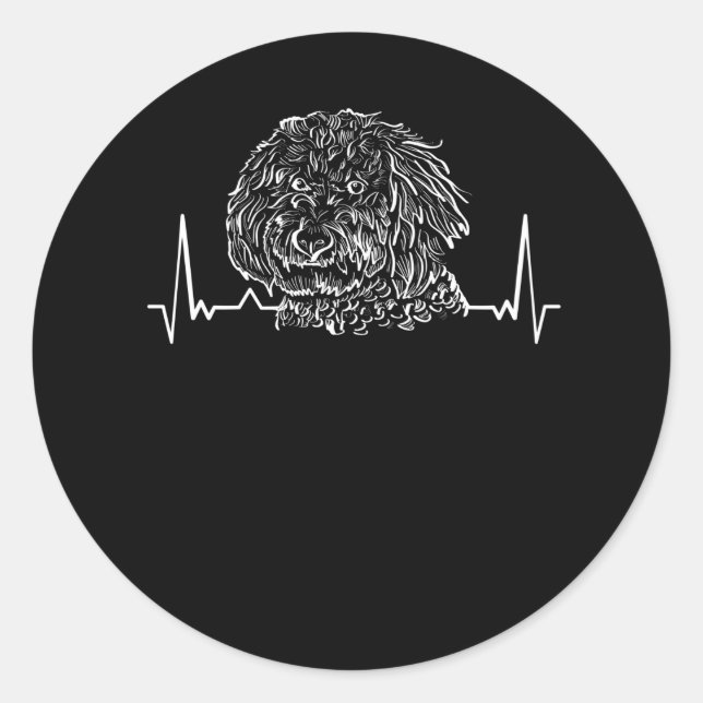Sticker Rond Goldendoodle Heartbeat (Devant)