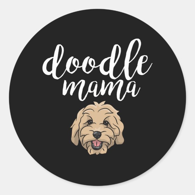 Sticker Rond Goldendoodle Mama Doodle Maman (Devant)