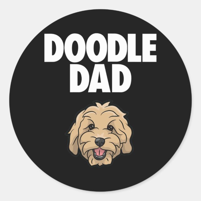 Sticker Rond Goldendoodle Papa Doodle Papa Papa Doodle Doodle G (Devant)