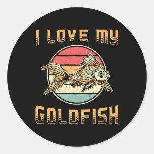 Sticker Rond Goldfish I Love My Goldfish Aquarium Animal Fish