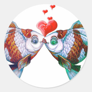 Sticker Rond Goldfish Kiss