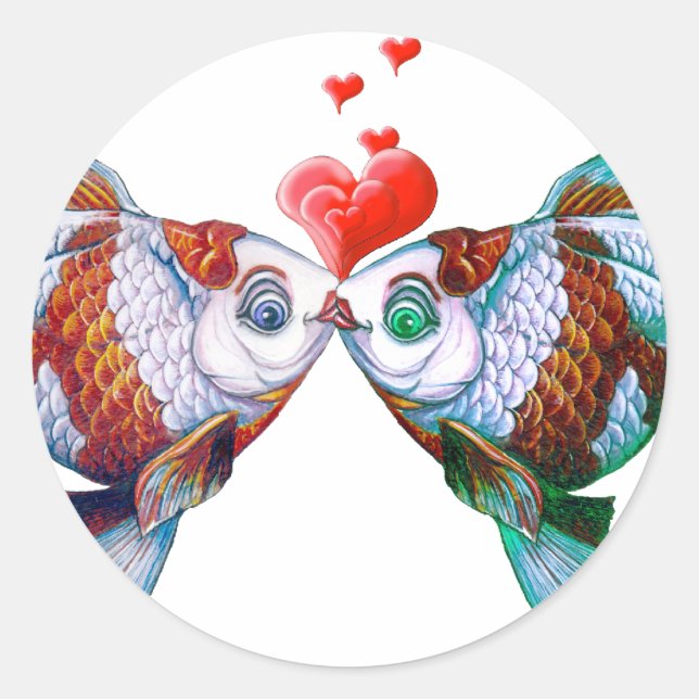 Sticker Rond Goldfish Kiss (Devant)
