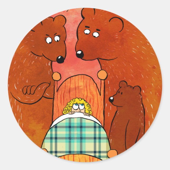 Sticker Rond Goldilocks and the Three Bears (Devant)