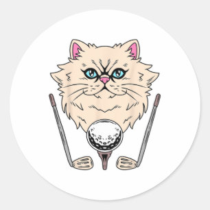Sticker Rond Golf Ball Golf Golf Club Golfer Chat Perse