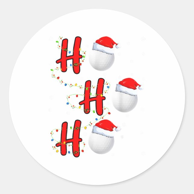 Sticker Rond Golf Ball Santa Hat Ho Ho Ho Men Women Christmas X (Devant)
