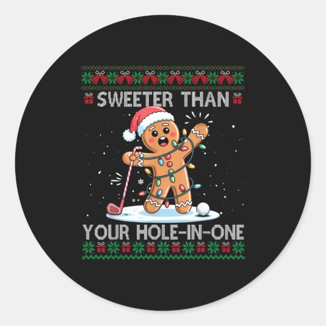 Sticker Rond Golf Christmas Gingerbread Sweeter Than Your Hole- (Devant)