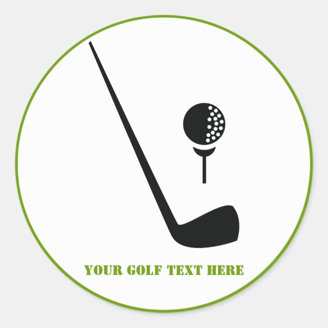 Sticker Rond Golf club and ball black, green custom (Devant)