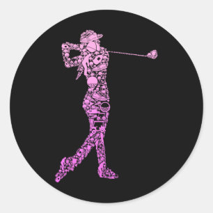 Sticker Rond Golf Club Golf Golfing Femmes Enfants Filles