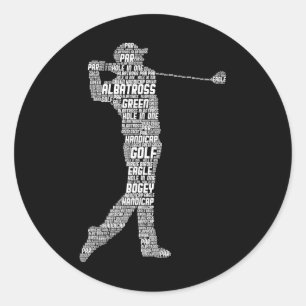 Sticker Rond Golf Club Golfer Golf Hommes Garçons Enfants