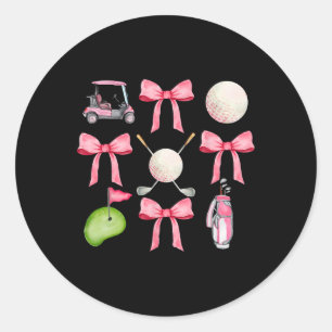 Sticker Rond Golf Coquette Bow Golf Ball Maman Jeu Jour Golfing