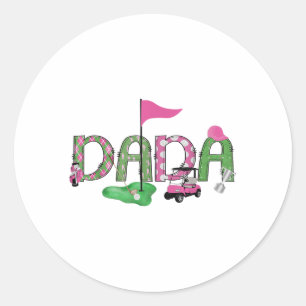 Sticker Rond Golf Dada Pink Trou En Un Golf 1ère Fille Annivers