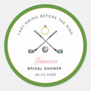 Sticker Rond Golf "Dernier swing avant la bague" Shower de mari
