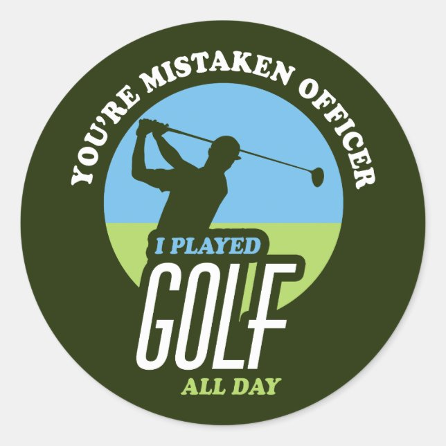 Sticker Rond Golf Drôle Dire Pour Les Golfeurs (Devant)