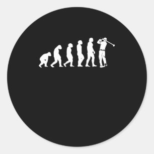 Sticker Rond Golf Evolution humaine Ape Golfeur