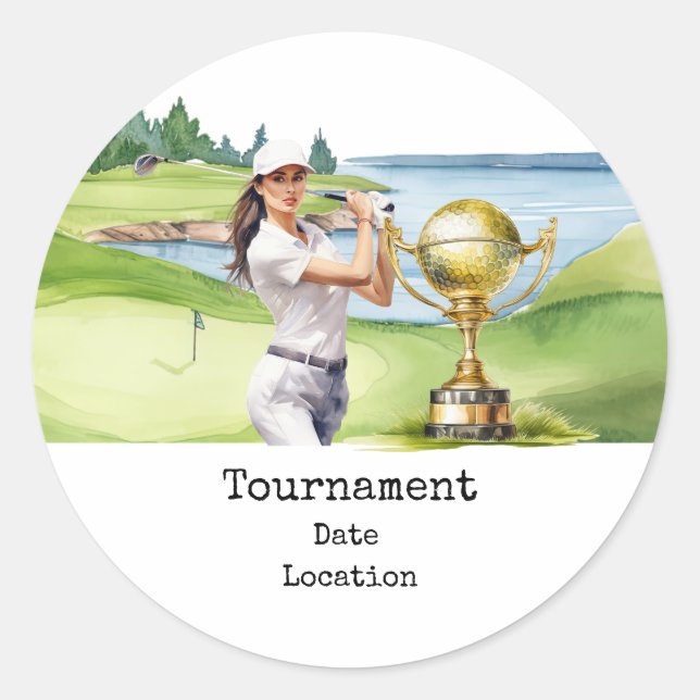Sticker Rond Golf Femme dans le golf (Devant)